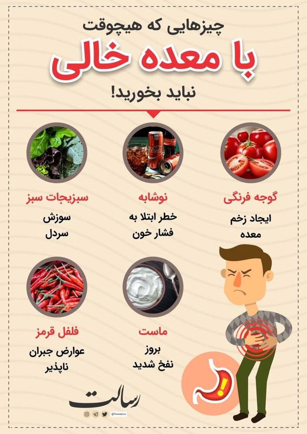 چیزهایی که هیچوقت با معده خالی نباید بخورید+اینفوگرافیک