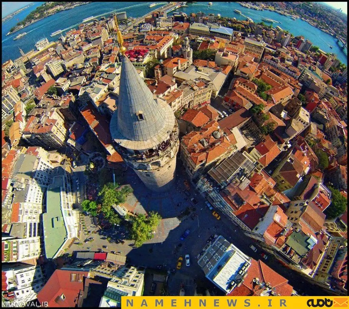 تصویری دیدنی از برج سنگی گالاتا در شاخ طلایی استانبول/ عکس