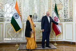 تصاویری از پوشش وزیر خارجه هند در دیدار با محمدجواد ظریف