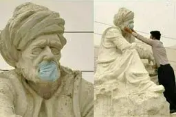 اعتراض نمادین به وضعیت گرد و خاک/ عکس