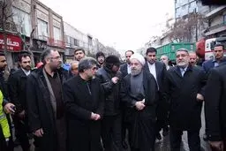 حواشی حضور روحانی از محل حادثه پلاسکو/تصاویر