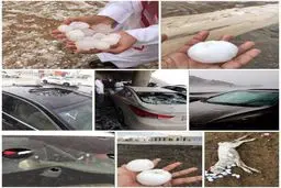 بارش تگرگ‌های عظیم‌الجثه در مدینه منوره/عکس