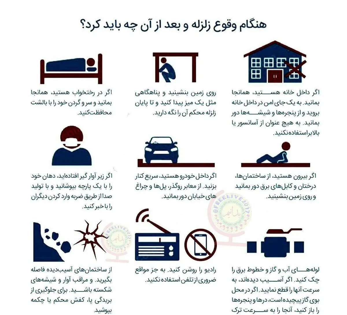آنچه که باید هنگام و بعد از وقوع زلزله بدانید/عکس