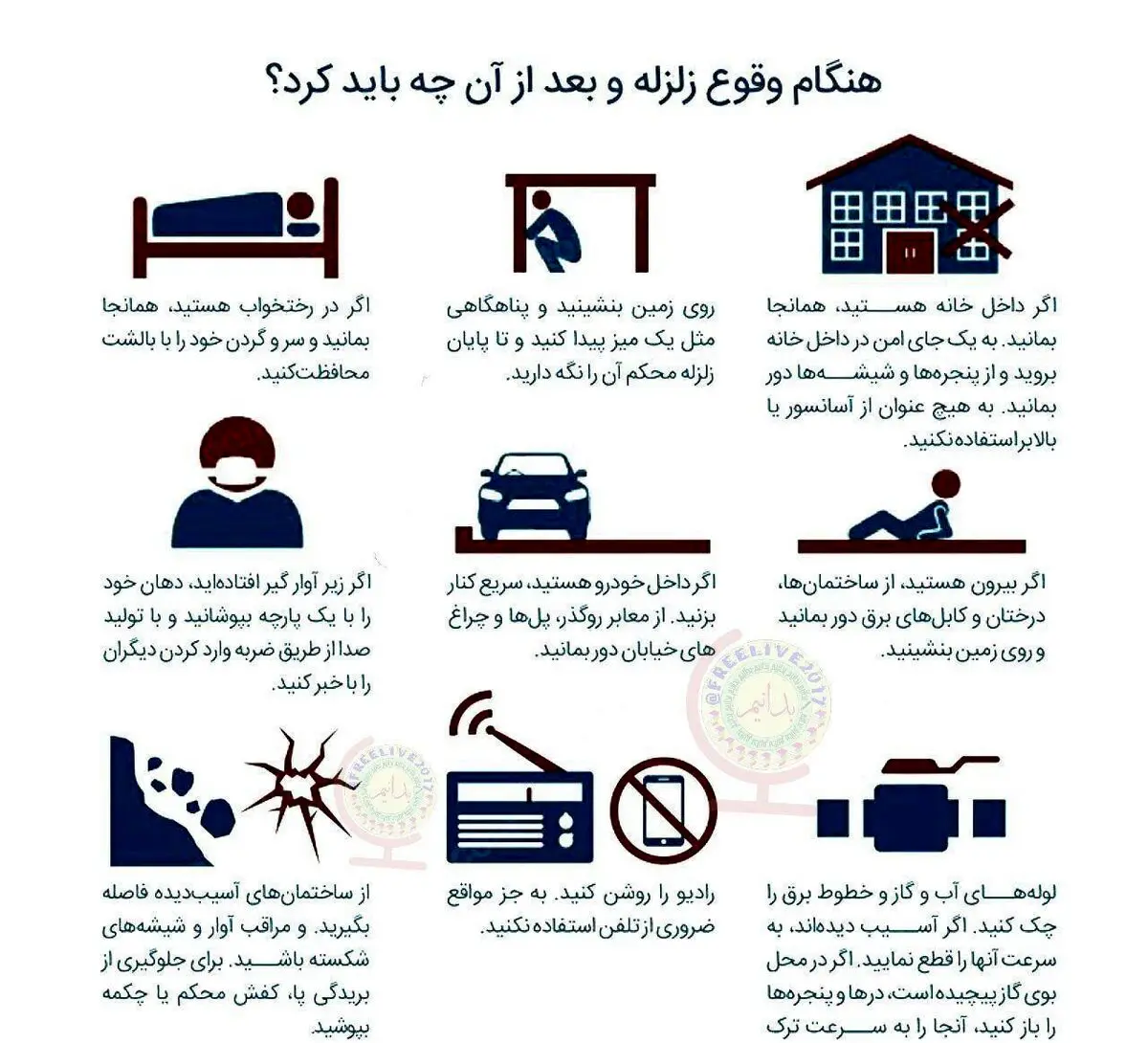 آنچه که باید هنگام و بعد از وقوع زلزله بدانید/عکس