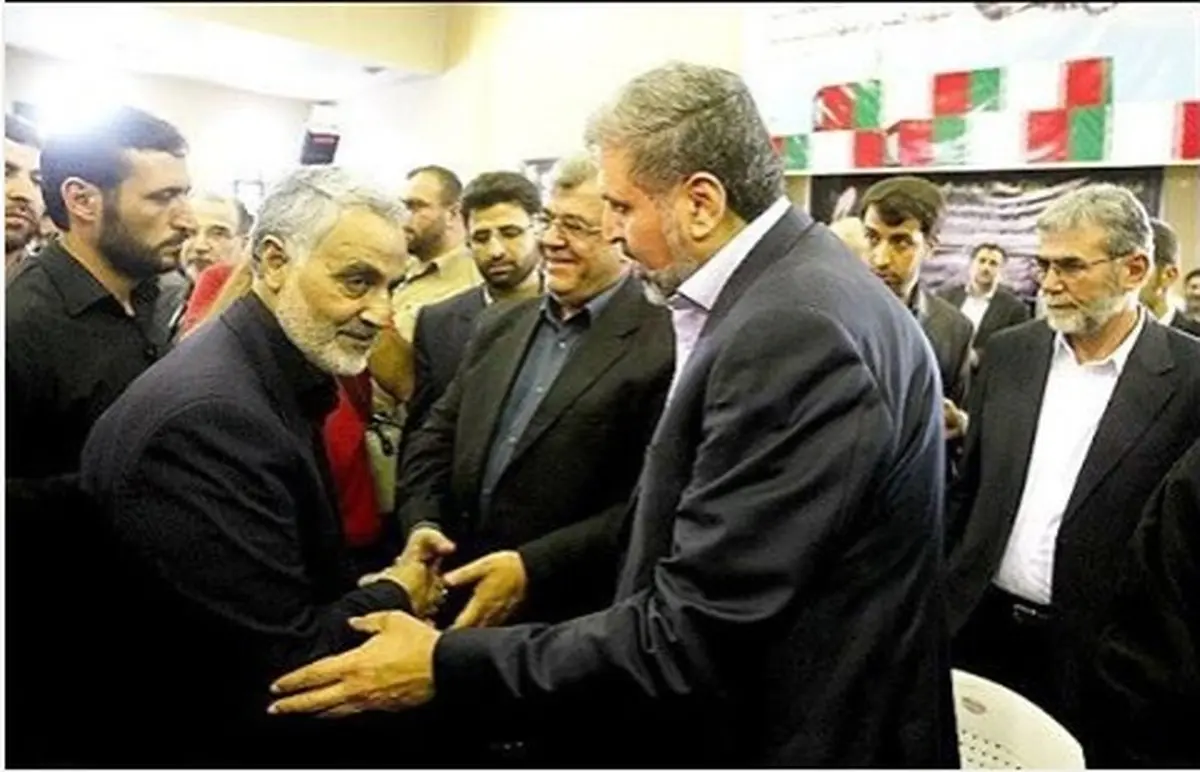 سردار سلیمانی در کنار دبیرکل جنبش جهاد اسلامی فلسطین/ عکس
