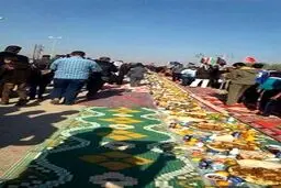 برپايي طولاني ترين سفره جهان براي زائران اربعين حسيني/ عکس