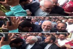 استقبال پرشور خبرنگاران از حضور محمد جواد ظریف پای صندوق رای /عکس