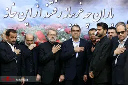 لاریجانی و وزیر بهداشت در تشییع پیکر شهید خرایی/عکس
