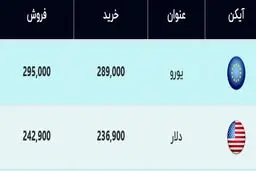 قیمت دلار و قیمت یورو امروز ۲۵ دی ۹۹ + جدول