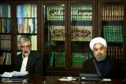 روحانی و حداد عادل در نمایی جالب/عکس