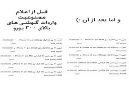 قیمت های گوشی تلفن همراه قبل از ممنوعیت واردات و بعد از آن +  عکس