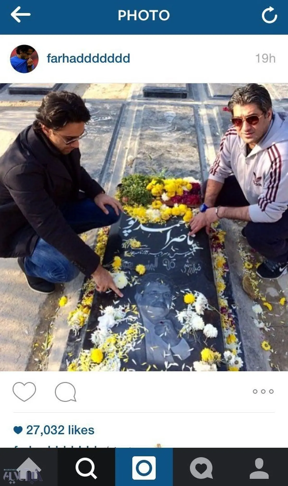 فرهادی مجیدی بر سر مزار ناصر احمدپور/ عکس