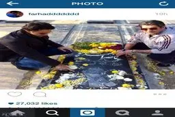 فرهادی مجیدی بر سر مزار ناصر احمدپور/ عکس