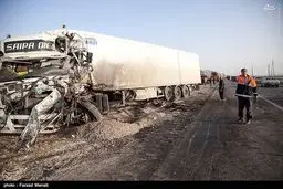عکس/ تصادف وحشتناک چهار دستگاه کامیون