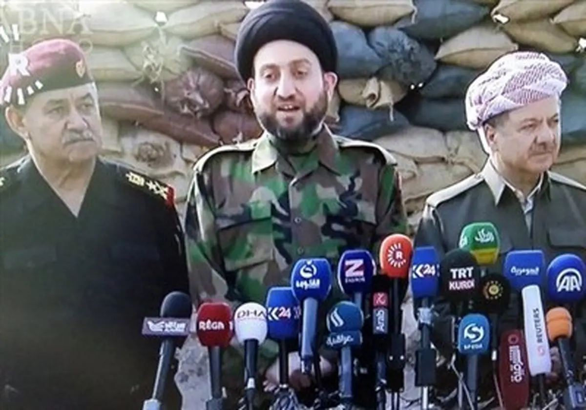 ظاهر متفاوت سید عمار حکیم در دیدار مسعود بارزانی/عکس