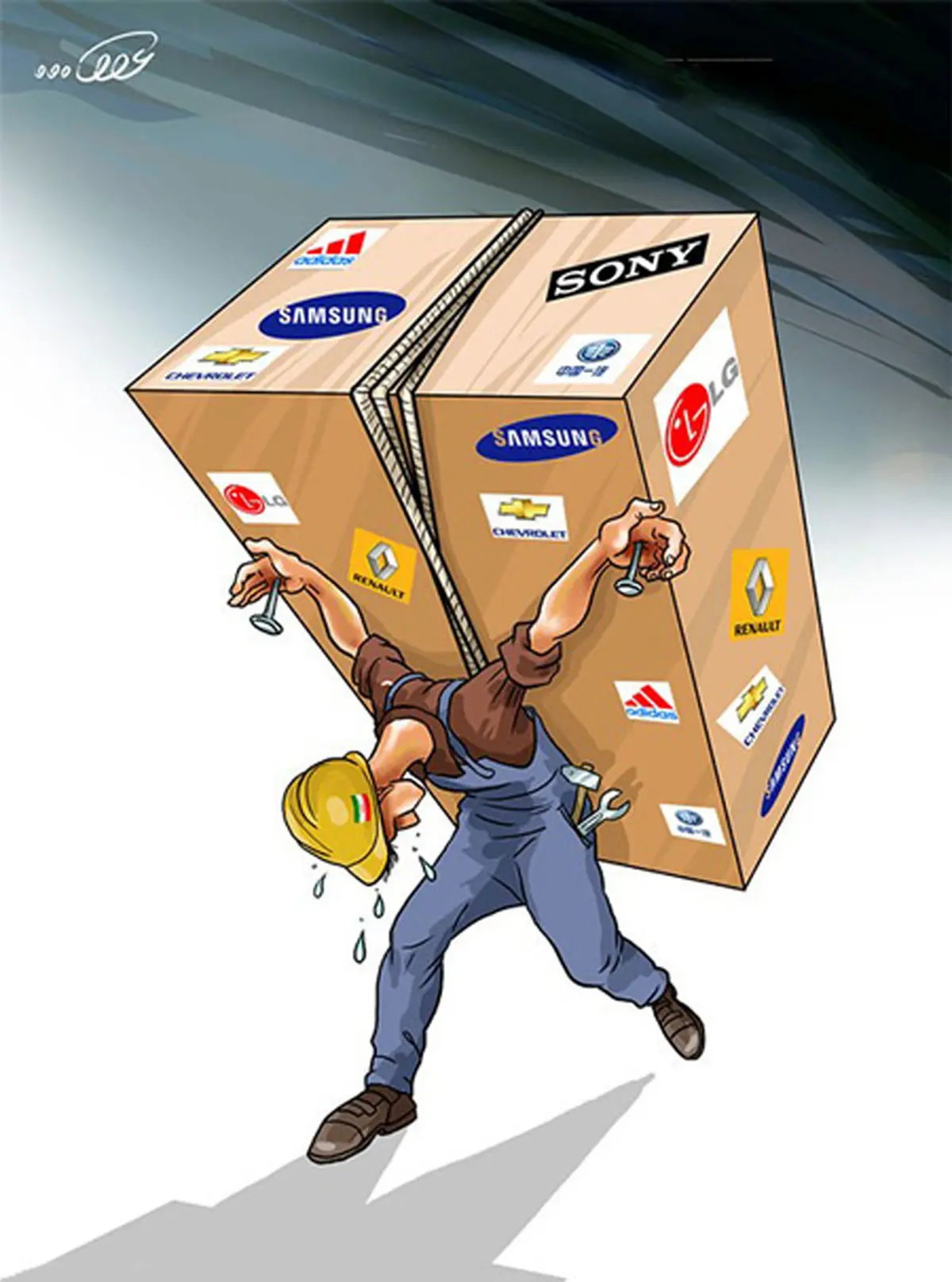 فقیرتر شدن کارگران با واردات کالاهای خارجی / کاریکاتور