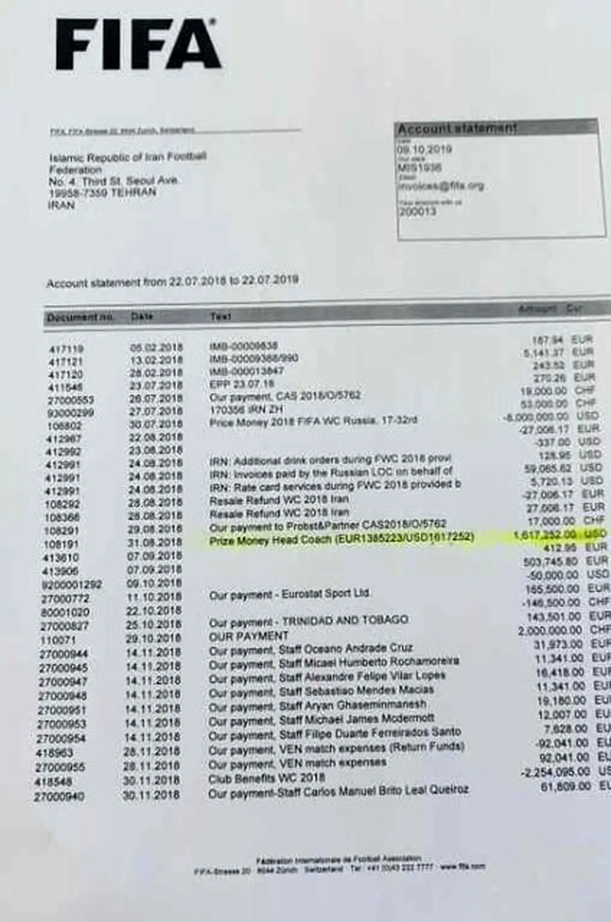 فدراسیون فوتبال: یک دلار اضافه هم به کی‌روش پرداخت نکردیم