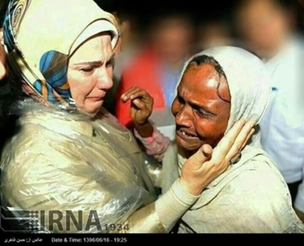 تصاویری غمناک از حضور همسر اردوغان در بین مسلمانان میانماری