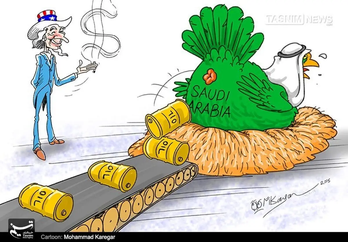 مرغ تخم‌طلای نفتی عمو سام!!!/ کاریکاتور