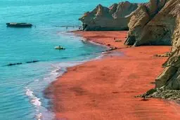 تصویر زیبا از ساحل قرمز در خلیج فارس/ عکس