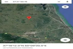 تصویری از مختصات کانون زلزله در گیلان و قزوین