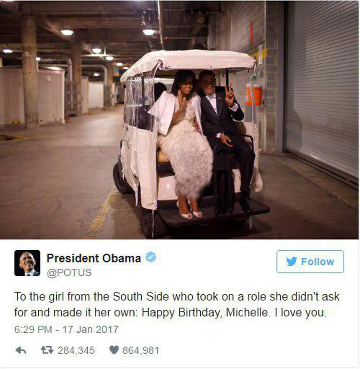 تبریک توئیتری اوباما به همسرش/عکس