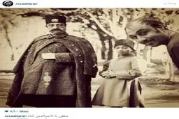 سلفی رضا عطاران با ناصرالدین شاه/عکس