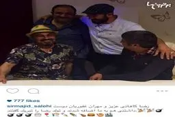 مجید صالحی، مهران غفوریان و عبدالرضا کاهانی در جشن تولد رضا عطاران/عکس