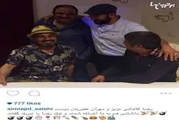 مجید صالحی، مهران غفوریان و عبدالرضا کاهانی در جشن تولد رضا عطاران/عکس
