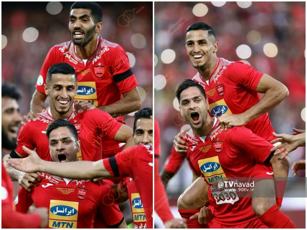 خوشحالی بازیکنان تیم پرسپولیس بعد از گل علیپور/عکس