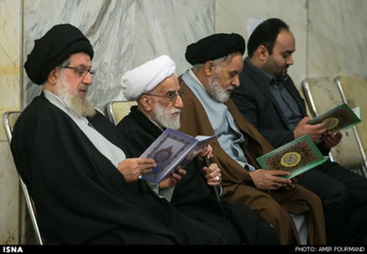 حضور معاون اول رئیس جمهور، وزرا، نمایندگان مجلس، سیدحسن خمینی، احمدی نژاد، قالیباف و ... در مراسم بزرگداشت همسر آیت الله جنتی/ تصاویر