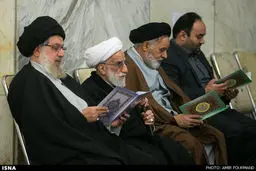 حضور معاون اول رئیس جمهور، وزرا، نمایندگان مجلس، سیدحسن خمینی، احمدی نژاد، قالیباف و ... در مراسم بزرگداشت همسر آیت الله جنتی/ تصاویر