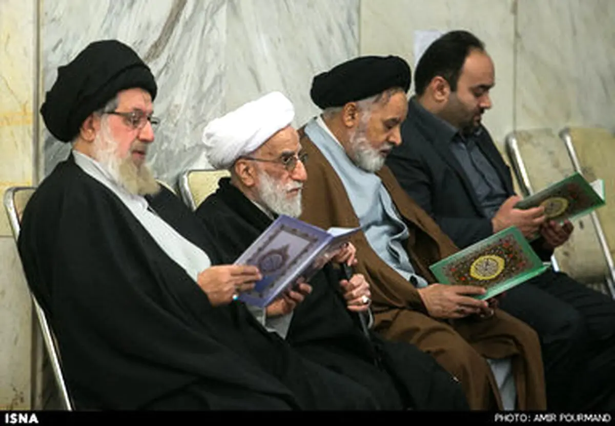 حضور معاون اول رئیس جمهور، وزرا، نمایندگان مجلس، سیدحسن خمینی، احمدی نژاد، قالیباف و ... در مراسم بزرگداشت همسر آیت الله جنتی/ تصاویر