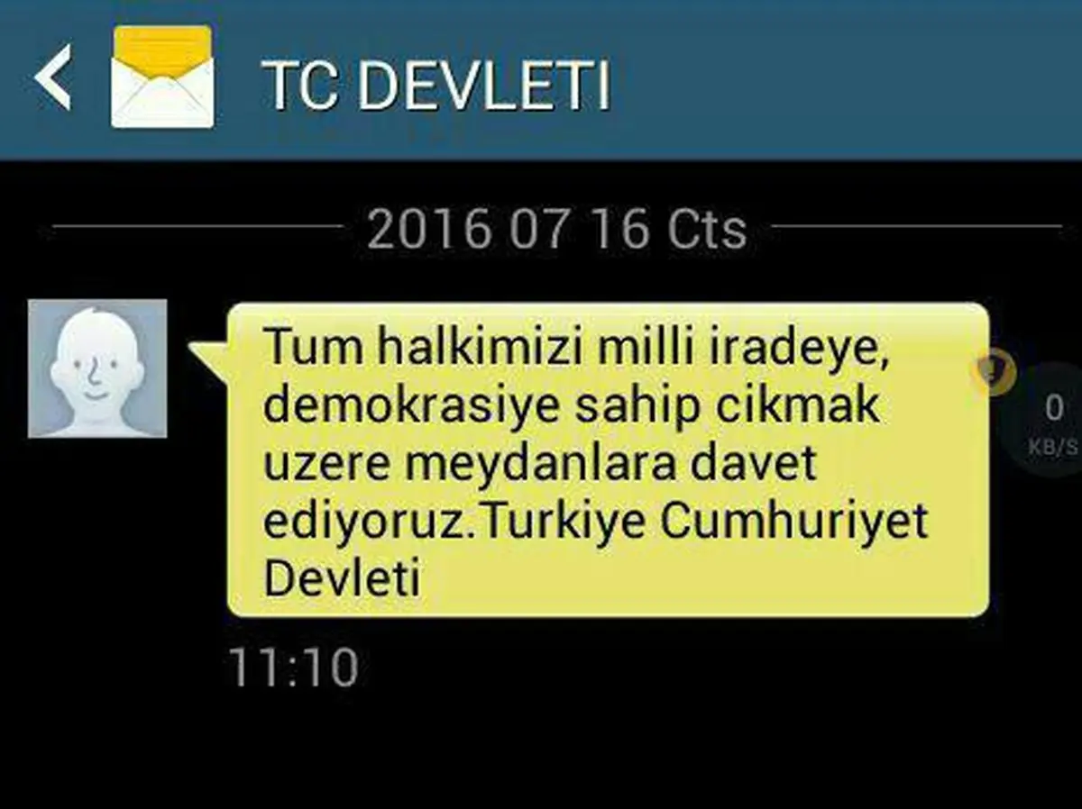 پیامک دولت ترکیه به مردم/ عکس