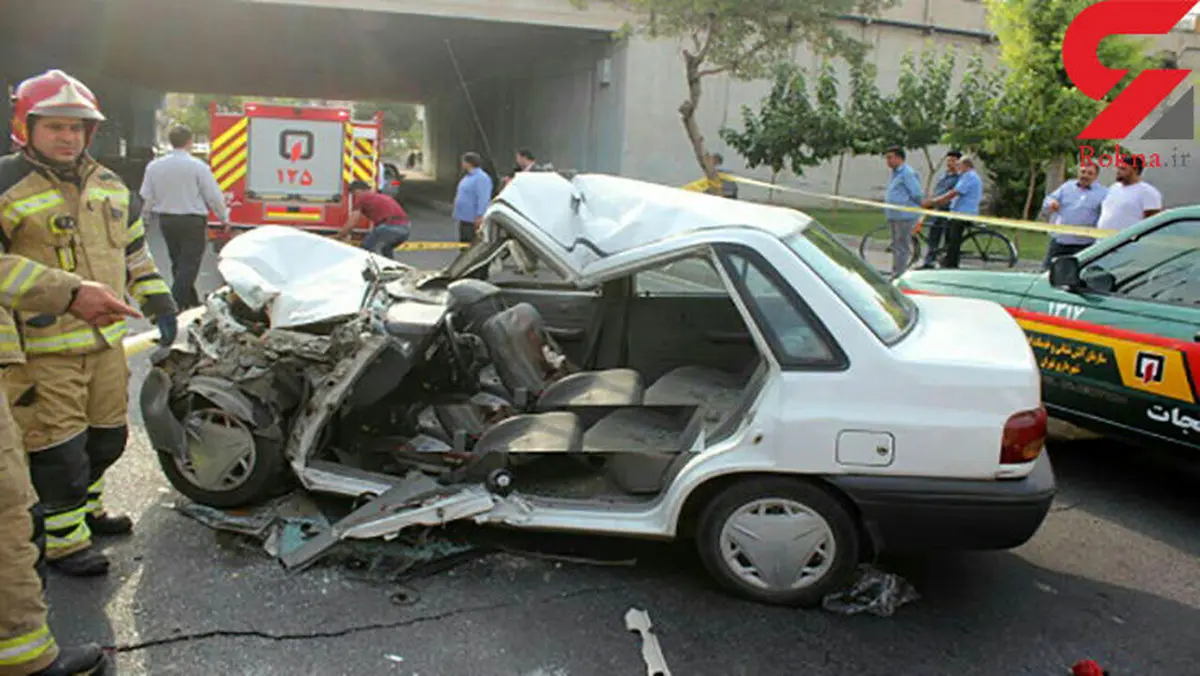 عکس جسد یک مرد تهرانی در پراید مچاله!  + عکس