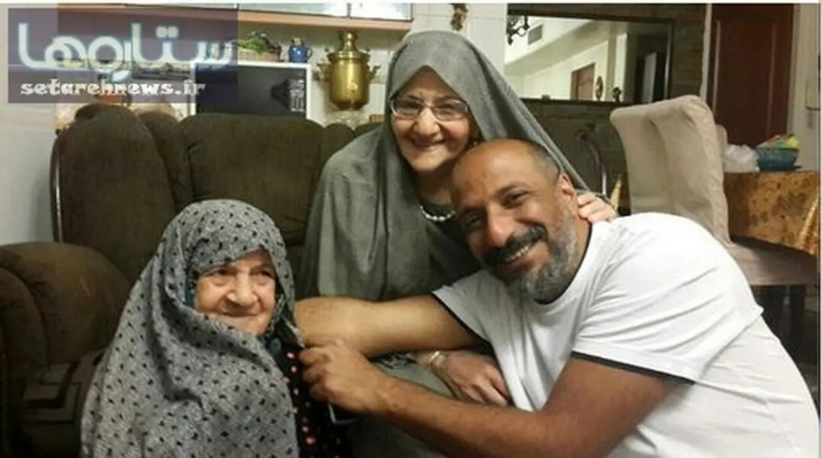 امیر جعفری در کنار مادر و مادربزرگش/عکس