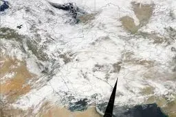 تصویر ماهواره‌ای پوشش برف در کشور/ عکس