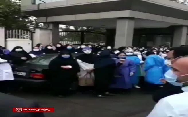 اعتراض و تجمع کادر پرستاری بیمارستان روحانی بابل + فیلم