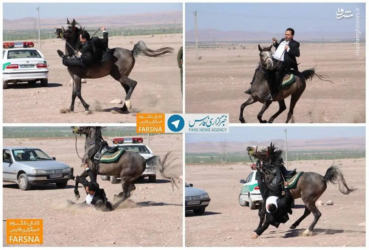 عکس/ سقوط نماینده مجلس از روی اسب!