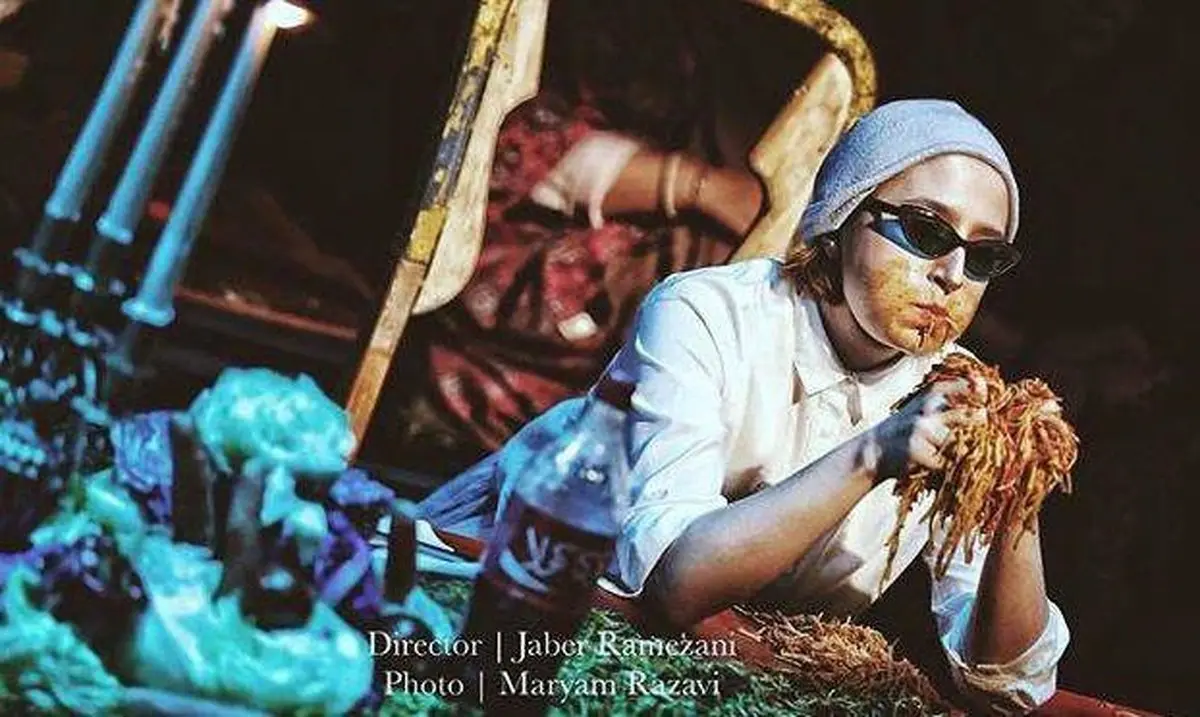 نمایی متفاوت نگار جواهریان در حال ماکارونی خوردن/عکس