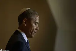 کلاه یهودی بر سر اوباما/عکس