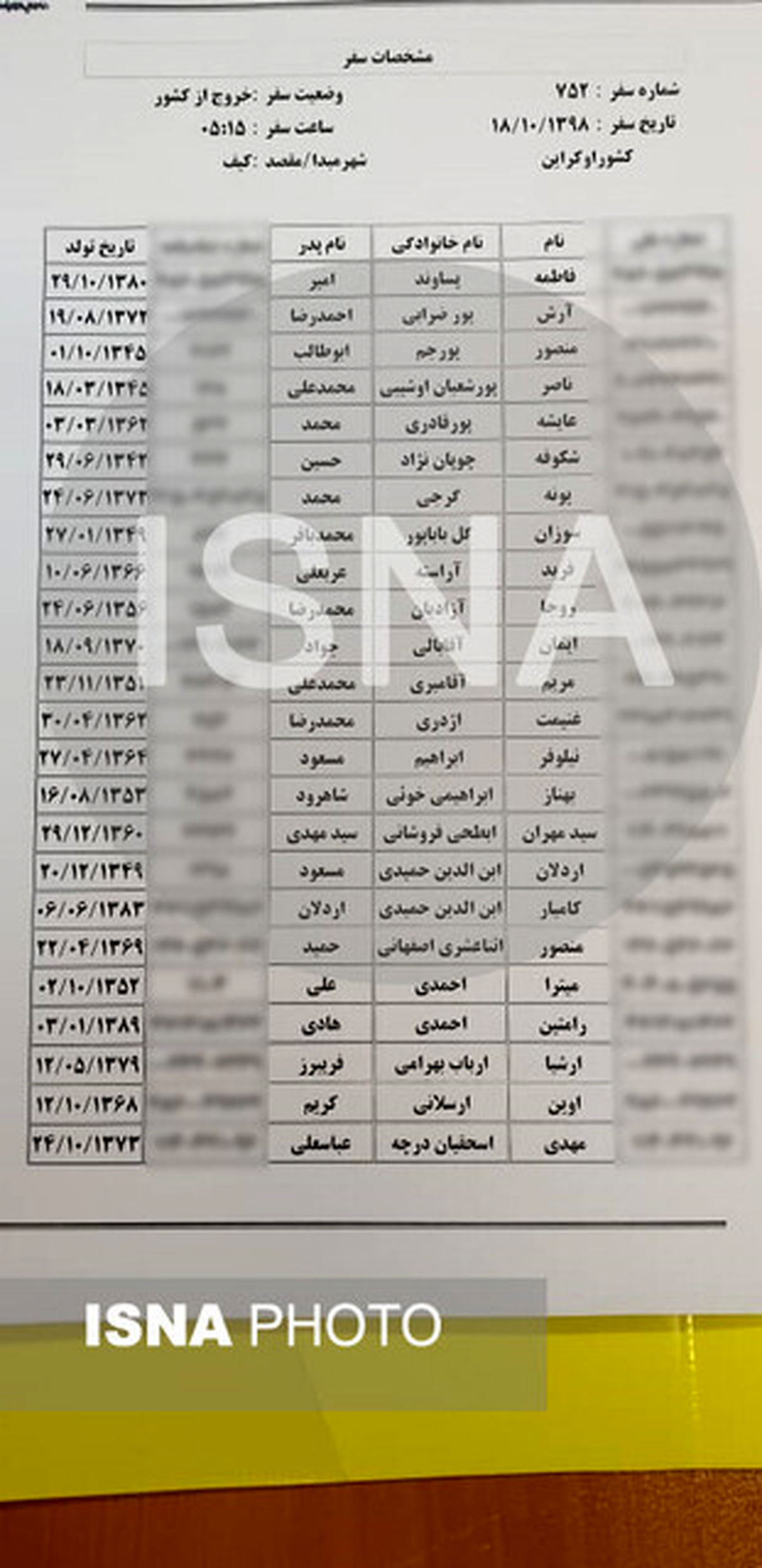 اعلام اسامی مسافران هواپیمای اوکراینی + عکس