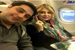سفر هوایی بازیگر زن معروف و همسر تاجرش در دوران بارداری /عکس
