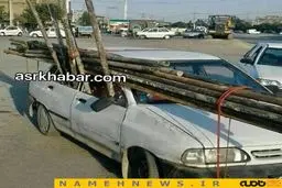 حمل داربست با پراید! / عکس