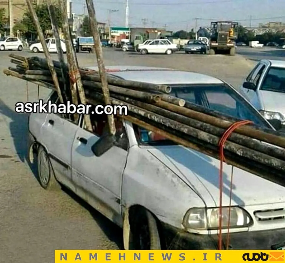 حمل داربست با پراید! / عکس