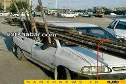 حمل داربست با پراید! / عکس