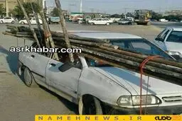 حمل داربست با پراید! / عکس