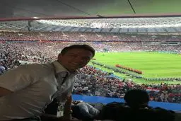 تصویری از مایکل اوون در ورزشگاه لوژنیکی برای تماشای دیدار کرواسی - انگلیس